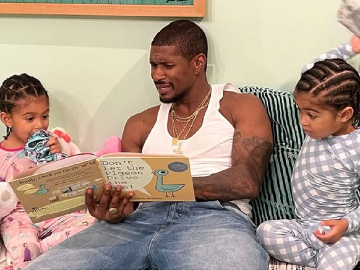 The singer with his daughter Sovereign Bo and son Sire Castrello. (Instagram/@usher)